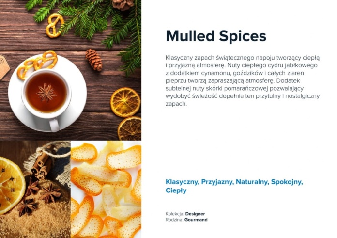 Nuty zapachowe Mulled Spices: cynamon, goździki, pomarańcza. Idealny na jesień i zimę.